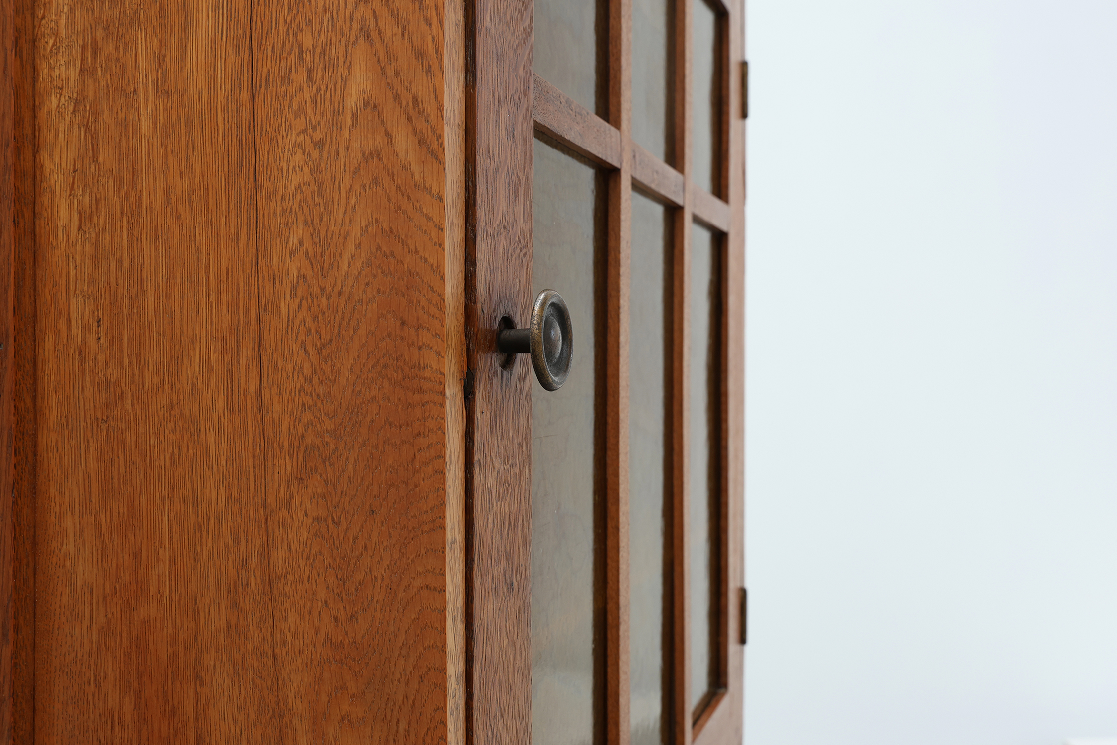 Art Deco oak wall cabinet with amber glazed door, Belgium ca. 1925thumbnail